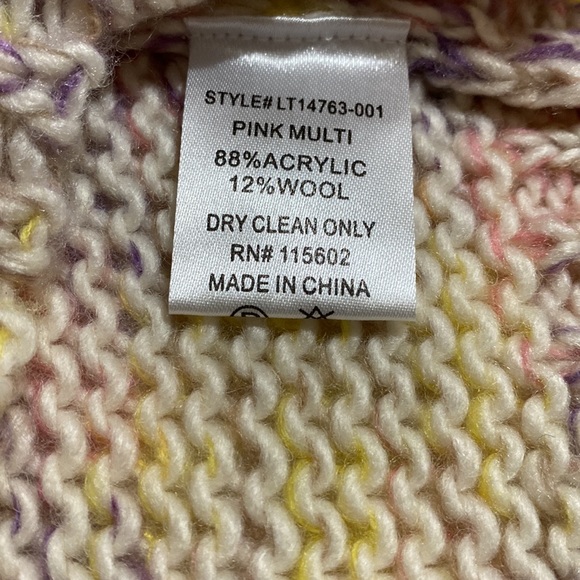 All In Favor Pastel Marled Pink Purple Multi Color Knit Pull Over Sweater Size S - Picture 12 of 13